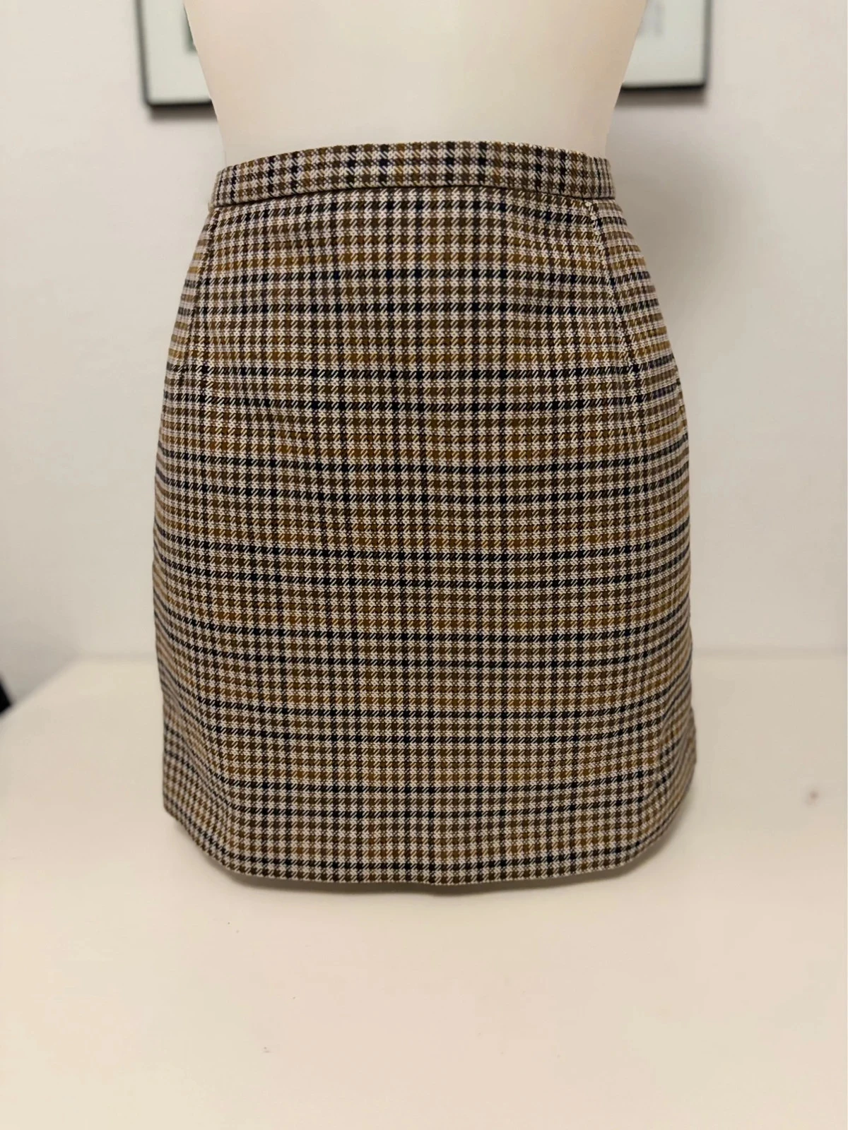 🌸 Jupe droite a cuadros H&M – Talla 40 – Estilo Prince-de-Galles marron, negro y crudo – photo 2